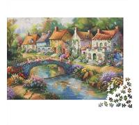 Charmante scène de Village Puzzle 1000 Pieces pour Adultes, Un Jeu De Dexérité Très Difficile Puzzle Jeu Éducatif l'art De La Décoration Moderne 70x50cm/1000pcs