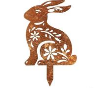 Charmante sculpture de lapin en fer pour jardins extérieurs, complément parfait aux présentations et cours sur le thème de Pâques (B)