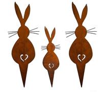 Charmante silhouette de lapin décoration pour jardin extérieur et fêtes saisonnières (2 grandes et 1 petite)