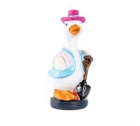 Charmante statue de canard en résine pour jardin, cour et pelouse avec motif fermier avec pose d'outils pour une cohérence thématique (C)