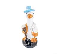 Charmante statue de canard en résine pour jardin, cour et pelouse avec motif fermier avec pose d'outils pour une cohérence thématique (A)