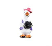 Charmante statue de canard en résine pour jardin, cour et pelouse avec motif fermier avec pose d'outils pour une cohérence thématique (B)