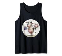 Charmante vache avec fleurs et cadeau - Impression de célébration amusante Débardeur