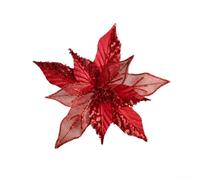 Charmantes décorations florales artificielles pour fêtes de Noël qui s'adaptent parfaitement aux arbres et couronnes (rouge)