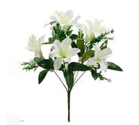 Charmantes fleurs de lys artificielles pour mariage et maison, entretien facile, décoration vive et durable (blanc)