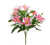 Charmantes fleurs de lys artificielles pour mariage et maison, entretien facile, décoration vive et durable (rose)