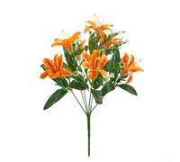 Charmantes fleurs de lys artificielles pour mariage et maison, entretien facile, décoration vive et durable (orange)