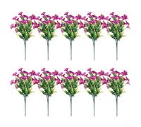 Charmantes fleurs en soie 10 bouquets de gloire du matin et eucalyptus pour la décoration de la maison (10 roses rouges et rouges)