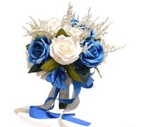 Charmantes roses artificielles pour mariage, parfaites pour centres de table et bouquets (bleu)