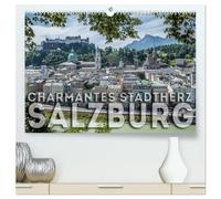 Charmantes Stadtherz SALZBURG (hochwertiger Premium Wandkalender 2026 DIN A2 quer), Kunstdruck in Hochglanz: Eine Reise durch die Zeit