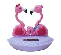 Charmants mignons et rechargeables - Décoration de bureau à énergie solaire dansant flamant rose - Jouet à tête secouante - Décoration intérieure de voiture de Saint-Valentin - Balançoire de bureau