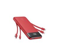 Charmast Batterie Externe 20000mAh, 22.5W Power Bank Charge Rapide avec câbles intégrés, 6 Sorties et 4 Entrées pour iPhone 17 16 15 14 Samsung S21 S22 (Rouge)