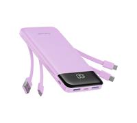 Charmast Batterie Externe, 10000mAh Power Bank avec 4 Câbles Intégrés, USB C Mince Batterie Portable Compatible avec iPhone 17/16/15, AirPods, iPad, Samsung etc