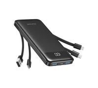 Charmast Batterie Externe, 10000mAh Mince Power Bank avec 4 Câbles Intégré