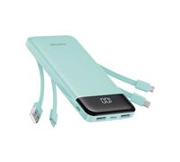Charmast Batterie Externe, 10000mAh Power Bank avec 4 Câbles Intégrés, USB C Mince Batterie Portable Compatible avec iPhone 17/16/15, AirPods, iPad, Samsung etc(Qing)
