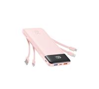 Charmast Batterie Externe 20000mAh, 20W Power Bank Charge Rapide avec câbles intégrés, 5 Sorties et 4 Entrées Batterie Portable pour iPhone 14 13 12 11 Samsung S21 S22 (Rose)