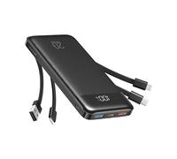 Charmast Batterie Externe 20000mAh, 20W Power Bank Charge Rapide avec câbles intégrés, 5 Sorties et 4 Entrées Batterie Portable pour Smartphones, Tablettes et