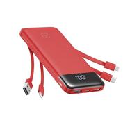 Charmast Batterie Externe 20000mAh, 22.5W Power Bank Charge Rapide avec câbles intégrés, 6 Sorties et 4 Entrées pour iPhone 17 16 15 14 Samsung S21 S22 (Rouge)