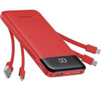 Charmast Batterie externe avec câbles intégrés x 4, batterie USB C 10 000 mAh, 6 sorties, 3 entrées avec écran LED de type C, chargeur portable compatible avec smartphones, tablettes et plus encore