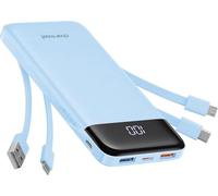 Charmast Batterie externe avec câbles intégrés x 4, batterie USB C 10 000 mAh, 6 sorties, 3 entrées avec écran LED de type C, chargeur portable compatible avec smartphones, tablettes et plus encore