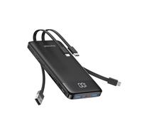 Charmast Chargeur portable, 10 000 mAh avec 4 câbles intégrés, 6 sorties, 3 entrées, batterie USB C essentielle de voyage, compatible avec iPhone et iPad