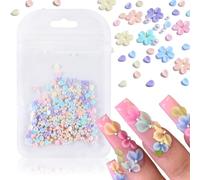 CharmBurst 150 Pièces Charms à Ongles en Forme de Fleurs 3D, Pétales en Résine Colorée, Perles Dorées, Strass à Ongles, Accessoires de Nail Art Floral, Décoration Ongles Printemps-Été