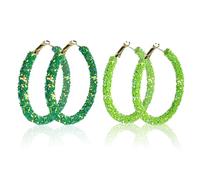 CharmBurst Boucles D'Oreilles De La Saint-Patrick, Créoles À Perles Effet Scintillant Vertes, Boucles D'Oreilles Trèfle Pour Costume De La Saint-Patrick, Décoration De Festival Irlandais,