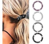 CharmBurst Lot de 4 élastiques à Cheveux strassés avec Perles, Accessoires Cheveux pailletés pour Femmes et Filles