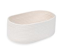 CharmBurst Petit panier à linge rond blanc, panier de rangement tressé à la main en coton, organisateur pour table à langer, panier à jouets, panier cadeau