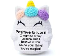 CharmBurst Poupée Licorne Positive au Crochet, Cadeau de Soutien Inspirant Filles, Décoration de Départ Enseignant, Cadeaux Émotionnels Anniversaire Femmes Bureau