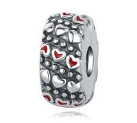 Charme à clip de perles coeurs assortis, accessoire de bracelet à breloques en argent sterling 925, compatible avec le collier de bracelet pandora