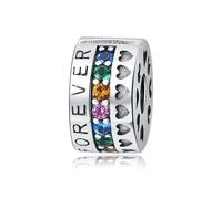 Charme à clip de perles en zircon de couleur permanente, accessoire de bracelet à breloques en argent sterling 925, compatible avec le collier de bracelet pandora