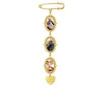 Charme Bouquet de Mariage Dore avec Photo Personnalisé 3 Broche Pin Grimpeur Ovale pour Mariée Dentelle Breloque Médaillon Personnalisable Bijoux pour Homme Costume Charms a Epingle Acier