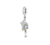 Charme cosmique en coquille de conque, véritable breloque de perles en argent sterling 925, compatible avec pour bracelet pandora, emballage de boîte-cadeau
