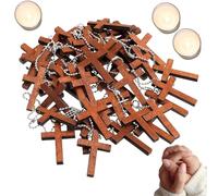 Charme Croix en Bois pour Bracelets,Assortiment de Charmes Croix pour Collier et Bracelet - Accessoires Léger de Création Bijoux Prière de Poche pour Étudiants Famille Enseignants