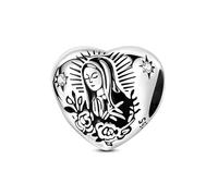 Charme cœur notre dame de la miséricorde, breloque pour bracelet, compatible avec le collier bracelet pandora