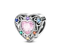 Charme cz motif rétro coeur, breloque pour bracelet, compatible avec le collier bracelet pandora