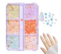 Charme d’ongle de fleur,6 couleurs fleurs ongles gemmes fournitures d'ongles en acrylique - Accessoires de décoration d'ongles à faire soi-même, décoration de fleurs de printemps pour manucure en G