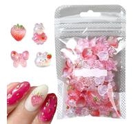 CHARME D'AIL 3D - 100x Décoration D'Ongles Charm Rabbit Strawberry Design, jolies décorations de manucure pour les rendez-vous, les dépenses quotidiennes et le style lors d'événements Idées de projets