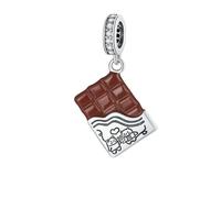Charme D'Amour De Chocolat 925 En Argent Sterling Éblouissant Cz Perle Ajustement Bracelet En Argent Collier Pendentif Bijoux