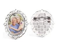 Charme de Bouquet de Mariage Personnalisé - Broche Photo Souvenir Personnalisée pour Mariée, Marié & Famille, Boutonnière Commémorative Cadeau pour Mère Père Femmes Hommes Bien-aimé