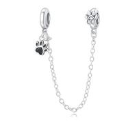 Charme de chaîne de sécurité à double patte, accessoire de bracelet à breloques en argent sterling 925, compatible avec le collier de bracelet pandora