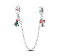Charme de chaîne de sécurité cloche d'arbre de noël, breloque de bracelet en perles, convient aux bracelets de 3 mm à 4,5 mm