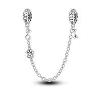 Charme de chaîne de sécurité gravé en os avec empreinte de patte, accessoire de bracelet à breloques en argent sterling 925, compatible avec le collier de bracelet pandora, cadeau pour femme