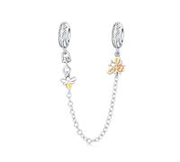 Charme de chaîne de sécurité petite abeille, accessoire de bracelet à breloques en argent sterling 925, compatible avec le collier de bracelet pandora, cadeau pour femme