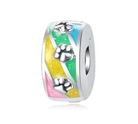 Charme de fermoir de positionnement d'empreinte de patte, accessoire de bracelet à breloques en argent sterling 925, compatible avec le collier de bracelet pandora