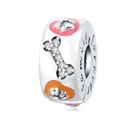 Charme de fermoir de positionnement des os à empreinte de patte époxy, accessoire de bracelet à breloques en argent sterling 925, compatible avec le collier de bracelet pandora, cadeau pour femme