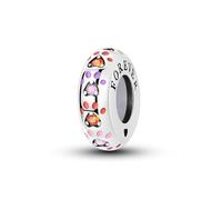 Charme de fixation de bouchon en caoutchouc imprimé patte de zircon coloré, accessoire de bracelet à breloques en argent sterling 925, compatible avec le collier de bracelet pandora
