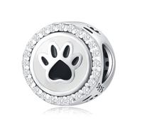 Charme de perle à imprimé patte bicolore, accessoire de bracelet à breloques en argent sterling 925, compatible avec le collier de bracelet pandora