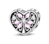 Charme de perle d'arbre de vie rose coeur, breloque pour bracelet, compatible avec le collier de bracelet pandora